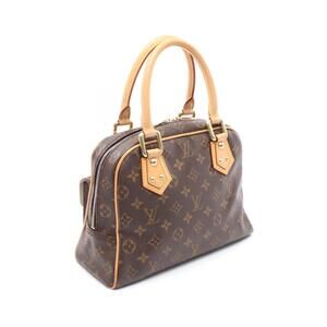 Louis Vuitton leather Brown canvas Manhattan handbag Monogram